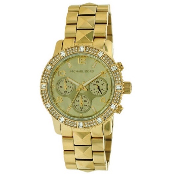 Michael Kors Pyramid Stud Gold Glitz Watch - Picture 3 of 15